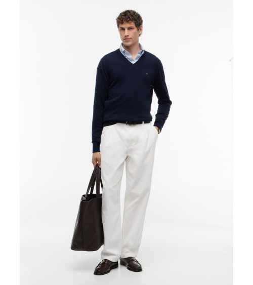 JERSEY DE ALGODÓN PIMA Y CASHMERE DE CUELLO PICO TOMMY HILFIGER