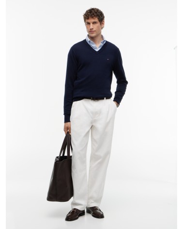 JERSEY DE ALGODÓN PIMA Y CASHMERE DE CUELLO PICO TOMMY HILFIGER