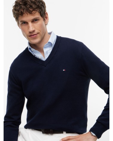 JERSEY DE ALGODÓN PIMA Y CASHMERE DE CUELLO PICO TOMMY HILFIGER