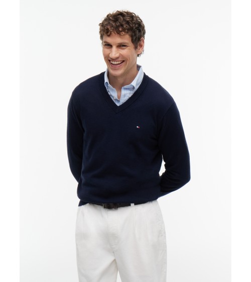JERSEY DE ALGODÓN PIMA Y CASHMERE DE CUELLO PICO TOMMY HILFIGER