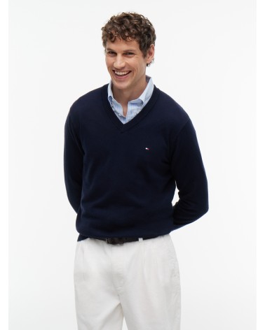 JERSEY DE ALGODÓN PIMA Y CASHMERE DE CUELLO PICO TOMMY HILFIGER