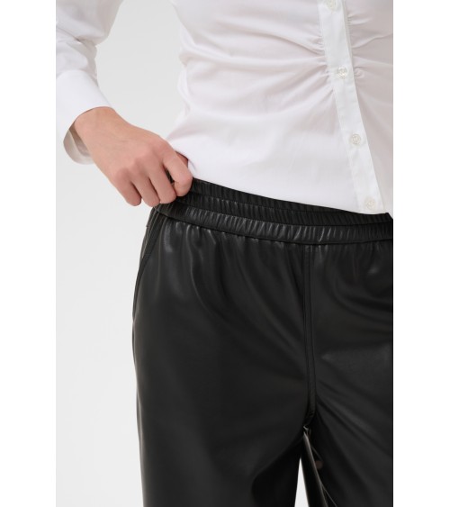 PANTALÓN BARREL EFECTO PIEL CON GOMA DE KAFFE