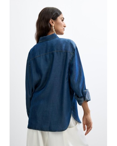 CAMISA DENIM CON FLORES DESIGUAL