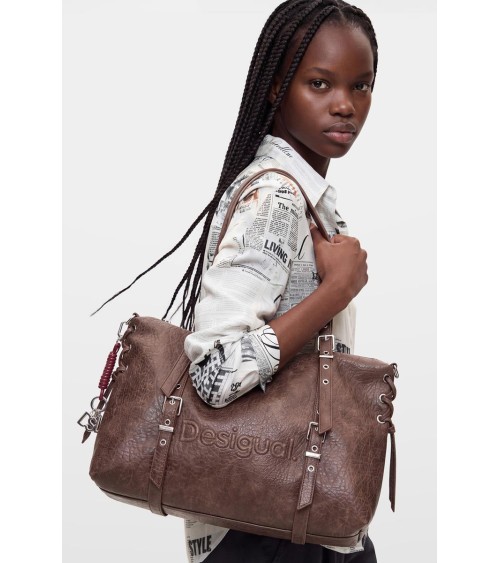 BOLSO HALF LOGO LANUZA NEW CHOCO DESIGUAL