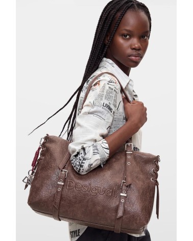 BOLSO HALF LOGO LANUZA NEW CHOCO DESIGUAL