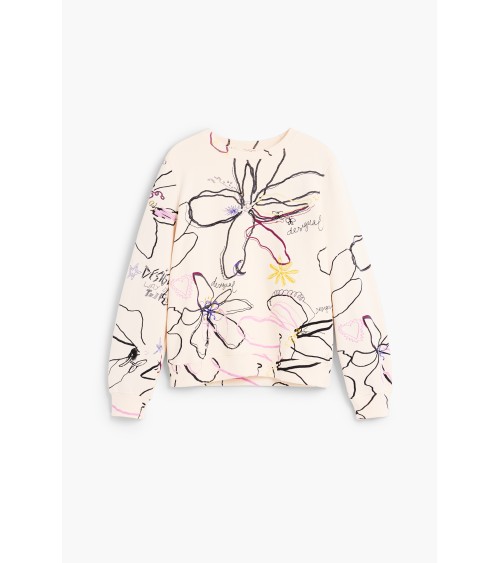 SUDADERA ESTAMPADA FLOWER DESIGUAL