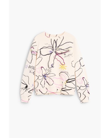 SUDADERA ESTAMPADA FLOWER DESIGUAL