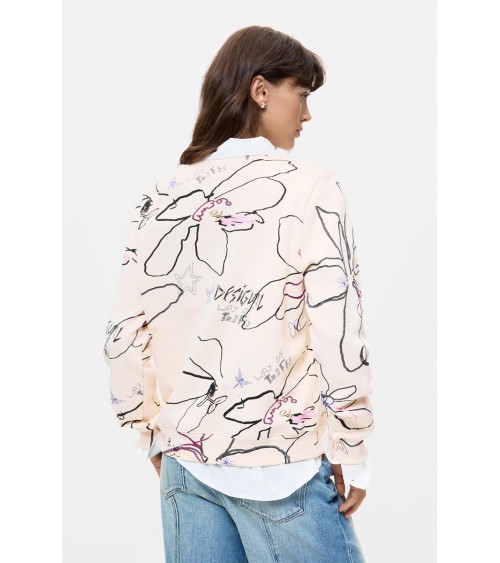 SUDADERA ESTAMPADA FLOWER DESIGUAL