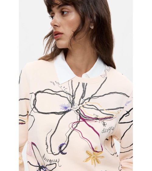 SUDADERA ESTAMPADA FLOWER DESIGUAL