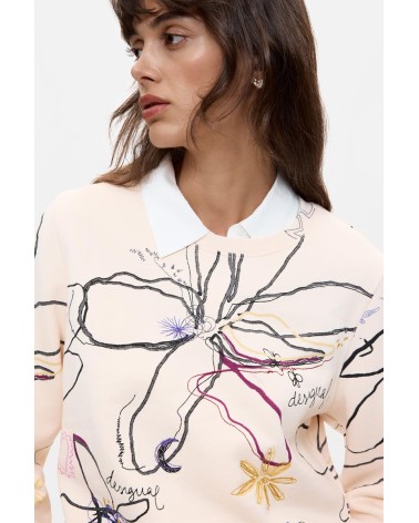 SUDADERA ESTAMPADA FLOWER DESIGUAL