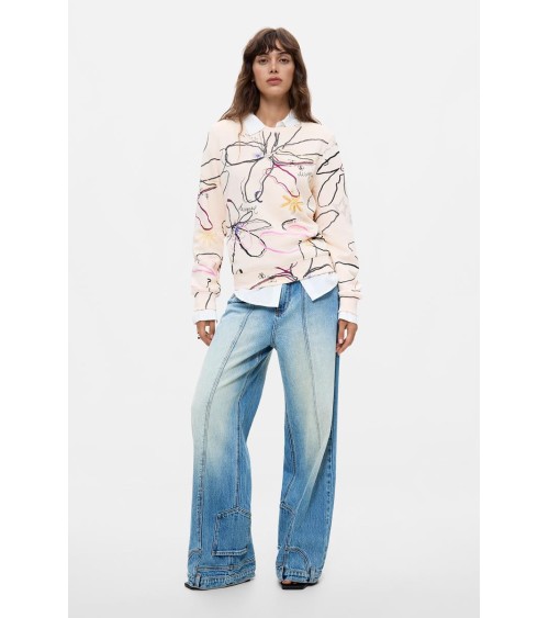 SUDADERA ESTAMPADA FLOWER DESIGUAL