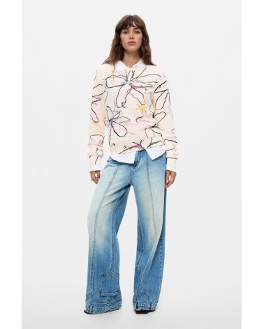 SUDADERA ESTAMPADA FLOWER DESIGUAL