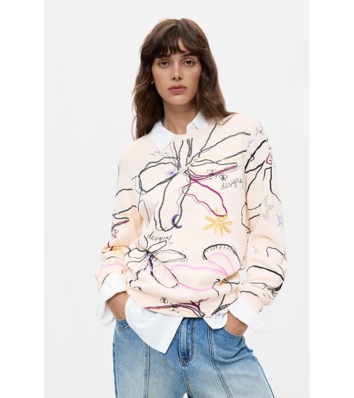 SUDADERA ESTAMPADA FLOWER DESIGUAL