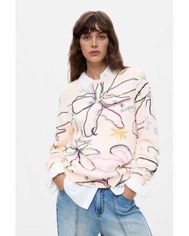 SUDADERA ESTAMPADA FLOWER DESIGUAL