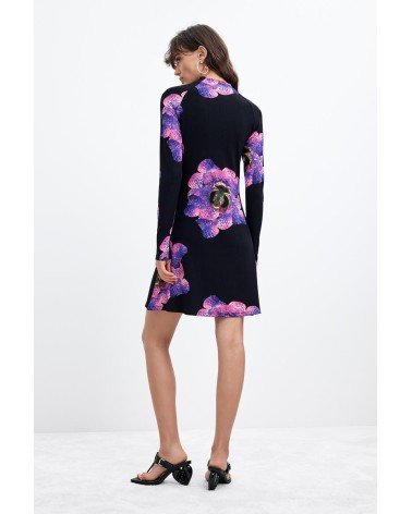 VESTIDO ACANALADO ESTAMPADO ORCHIDPURPLE DESIGUAL