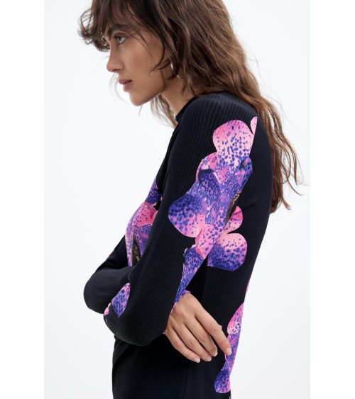 VESTIDO ACANALADO ESTAMPADO ORCHIDPURPLE DESIGUAL