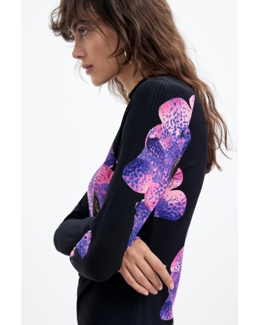 VESTIDO ACANALADO ESTAMPADO ORCHIDPURPLE DESIGUAL