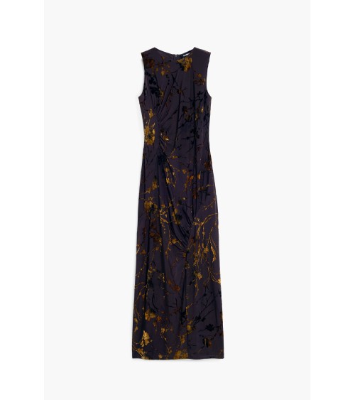 VESTIDO FLOCADO CON TERCIOPELO BUCAREST DESIGUAL