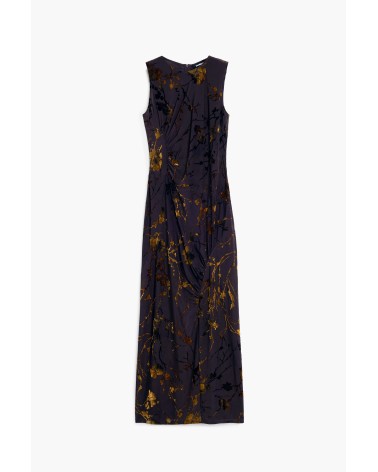 VESTIDO FLOCADO CON TERCIOPELO BUCAREST DESIGUAL