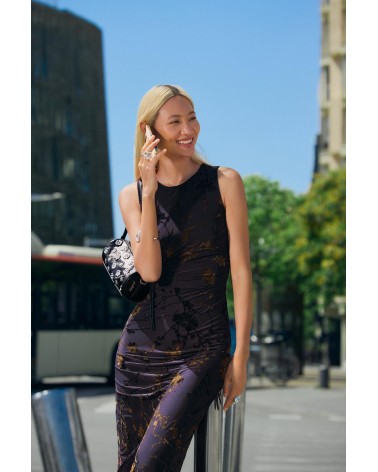 VESTIDO FLOCADO CON TERCIOPELO BUCAREST DESIGUAL