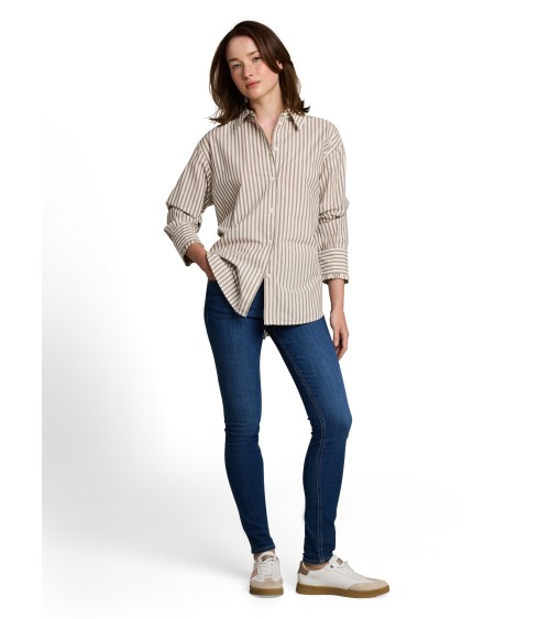 CAMISA OVERSIZE DE RAYAS EN TONOS MARRONES TOM TAILOR