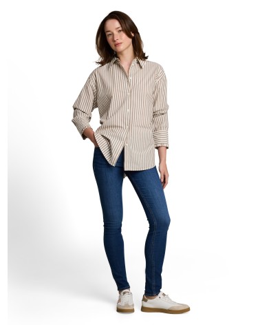 CAMISA OVERSIZE DE RAYAS EN TONOS MARRONES TOM TAILOR