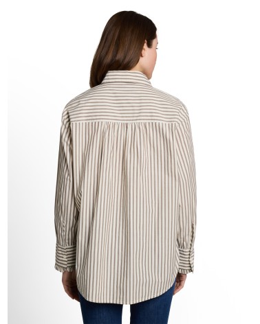 CAMISA OVERSIZE DE RAYAS EN TONOS MARRONES TOM TAILOR