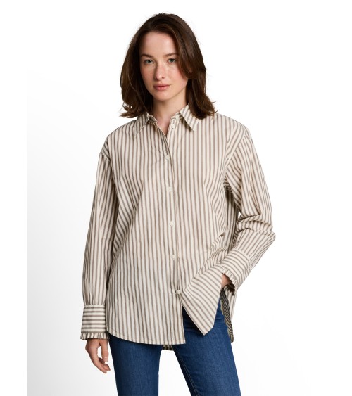 CAMISA OVERSIZE DE RAYAS EN TONOS MARRONES TOM TAILOR