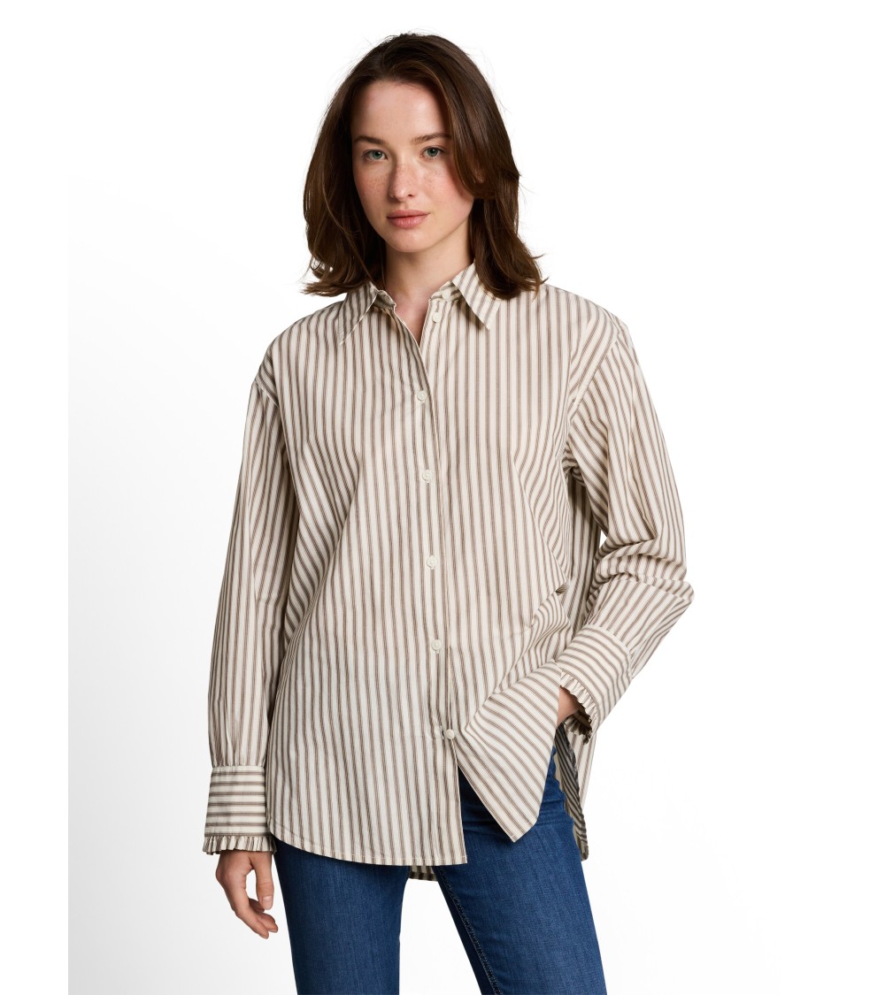CAMISA OVERSIZE DE RAYAS EN TONOS MARRONES TOM TAILOR