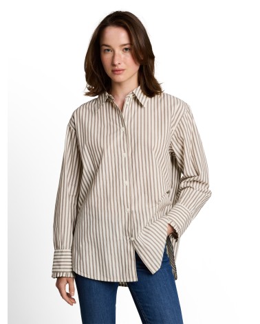 CAMISA OVERSIZE DE RAYAS EN TONOS MARRONES TOM TAILOR